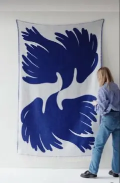 ARKET アーケット　ブランケット　鳥　バード　ブルーのサムネイル