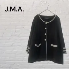 JMA バイカラーニットカーディガン　ブラック グレー配色 大きめボタン 羽織り