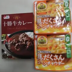 クレアおばさんの具だくさんコーンチャウダー180g×2 十勝牛カレーのサムネイル