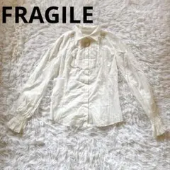 【FRAGILE】長袖ブラウス（M）（白コットン100%フリル上品）のサムネイル