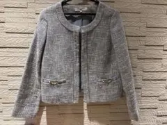 ナチュラルビューティーベーシック　ツイード　ノーカラージャケット　セレモニー