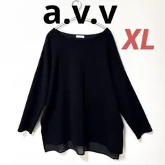 a.v.v アーヴェヴェ　長袖　トップス　カットソー　ブラック Tシャツ
