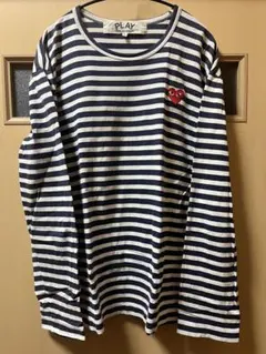 PLAY COMME des GARCONS ホワイト/ネイビー ボーダーロンT