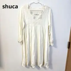 shuca シュカグローバルワーク　アイボリー刺繍入りワンピース Mサイズのサムネイル