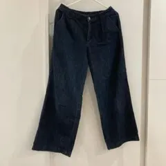 レディースLLサイズ　デニムパンツ ワイドシルエット ウエストゴムのサムネイル