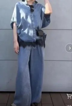 新品Te chichiウォッシュデニムライクタックワイドパンツのサムネイル