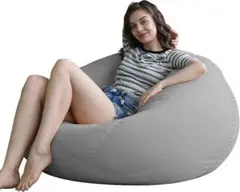 ビーズクッション 特大 70×60cm 洗えるカバー 軽量 体にフィット グレー