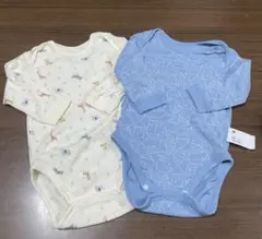 ユニクロ　70cm 長袖肌着セット アイボリー・ブルー 動物