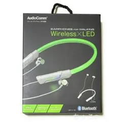 【新品】ワイヤレスイヤホン ウォーキングイヤホン LED内蔵 ネオン 首掛け式
