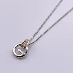 vintage GIVENCHY Gロゴ ラインストーン ネックレス シルバー