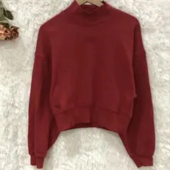 ★GAP★ギャップ 長袖 裏起毛トレーナー【M】NAP クロップド モックネックのサムネイル