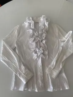 DONNA KARAN 長袖 フリルブラウス アイボリー US8 - メルカリ