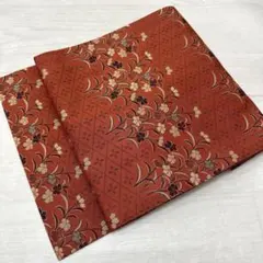 お*そ様 名古屋帯 全通 可愛い花模様 細かな織出し 九寸 正絹 着物 RO-4