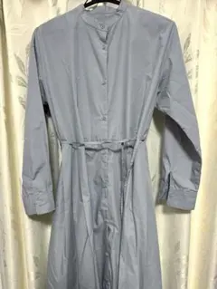 モ*チ様 ブルーグレー長袖 シャツワンピース ベルト付き