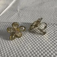 花デザイン クリスタル イヤリング