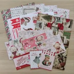 クリスマス素材　デザインペーパー　コラージュシート　メモなど