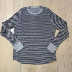 【GAP/archive】 ボーダー サーマルロンT ワッフル長袖カットソー
