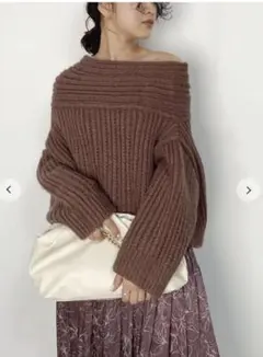 SNIDEL アシメケーブルニットプルオーバー