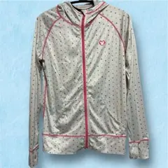 レディース　ラッシュガード　フード付き　ミッキーデザイン　O ホワイト　ドット