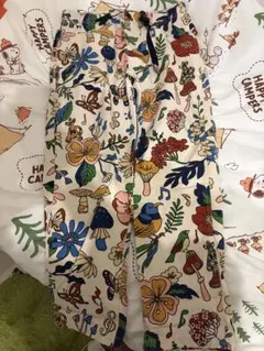 go slow caravan★キャンバス花鳥柄パンツ★L