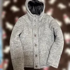 y2kフード付きグレーウール風ジャケット