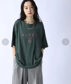 JEANASIS ジーナシス　エンブロイダリーロゴTEE グリーン