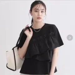 新品タグ付OPAQUE.CLIP 【接触冷感】アシメフリルドッキングカットソーのサムネイル
