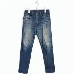 EDWIN 데님 팬츠 블랙 가죽 패치 30 인치 일본제 수염 헌 옷 아메카지