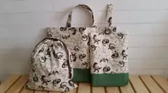入園入学準備☆レッスンバック☆3点セット☆恐竜☆ハンドメイド