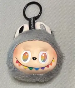 グレーのぬいぐるみマスコット キーホルダー付き