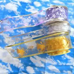 オーガンジー クリスマス柄 リボン 3個セット