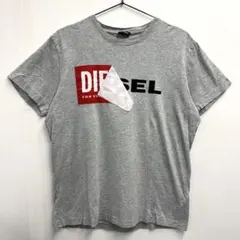 DIESEL ディーゼル 半袖シャツ Tシャツ 剥がれロゴ ロゴプリント グレー