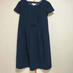 マタニティ　フォーマルワンピース　半袖　ネイビー　七五三