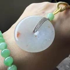 天然保证】本翡翠 平安環 ネックレス ペンダント 特大サイズ - メルカリ