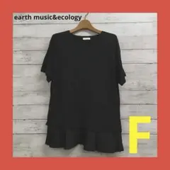 earth 半袖ニットチュニックプリーツ レディース F ブラック