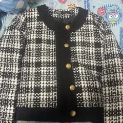 チェック柄ツイードカーディガン