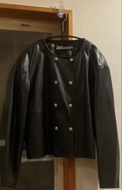 ZARA ノーカラー　レザージャケット