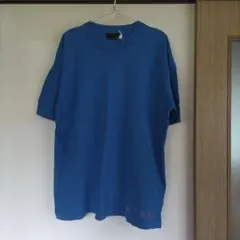 青 ラウンドネック 半袖 Tシャツ メンズ ロゴ