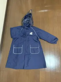 ファミリアレインコート お受験　ネイビー フード付き