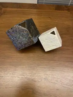 立方体花器 2個セット 青と白