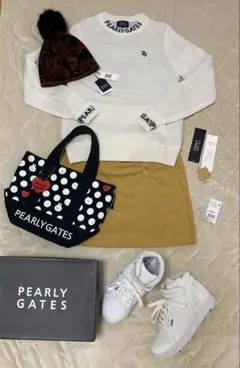 パーリーゲイツ　コーディネートセット　ニット帽プルオーバーシューズカートバッグ パーリーゲイツ コーディネートセット ニット帽プルオーバーシューズ