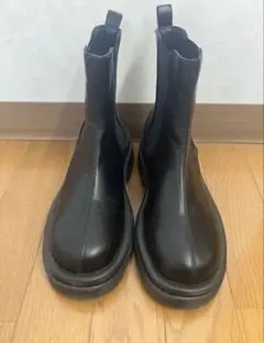 ブラック サイドゴアブーツ 厚底