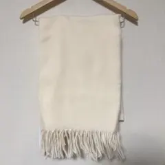 アイボリー ポリエステル マフラー フリンジ付き