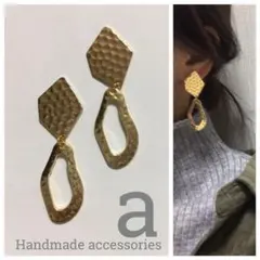 1189☺︎ゴールドと変形フープゴールドのアンティークピアス☺︎