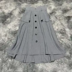 【Swingle】ハイウエストフレアスカート ストライプSデザインボタン【美品】のサムネイル