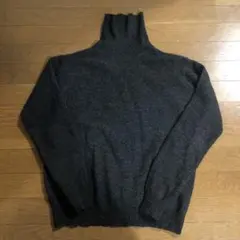 OLD UNIQLO ユニクロ ウール100％タートルニット M チャコール
