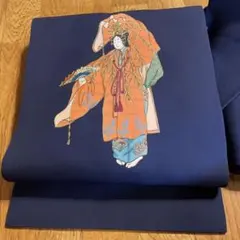 名古屋帯　正絹　縮緬　金彩　花嫁人形　人形　ネイビー　着物　081tz 名古屋帯 正絹 縮緬 金彩 花嫁人形 人形 ネイビー 着物 081tz 【公式通販】