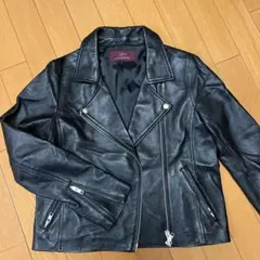 ブラック レザーダブルライダースジャケット