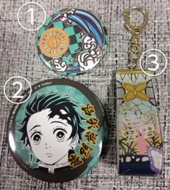 鬼滅の刃 炭治郎 缶バッジ 2個 胡蝶しのぶ キーホルダー