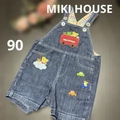 【90cm】ミキハウス ★やわらかオーバーオール ★デニム プッチー